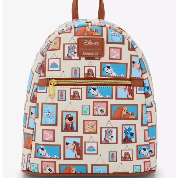 Loungefly Disney Dogs Mini Backpack Portrait Gallery Dog Characters Pattern Bag - Picture 1 of 4